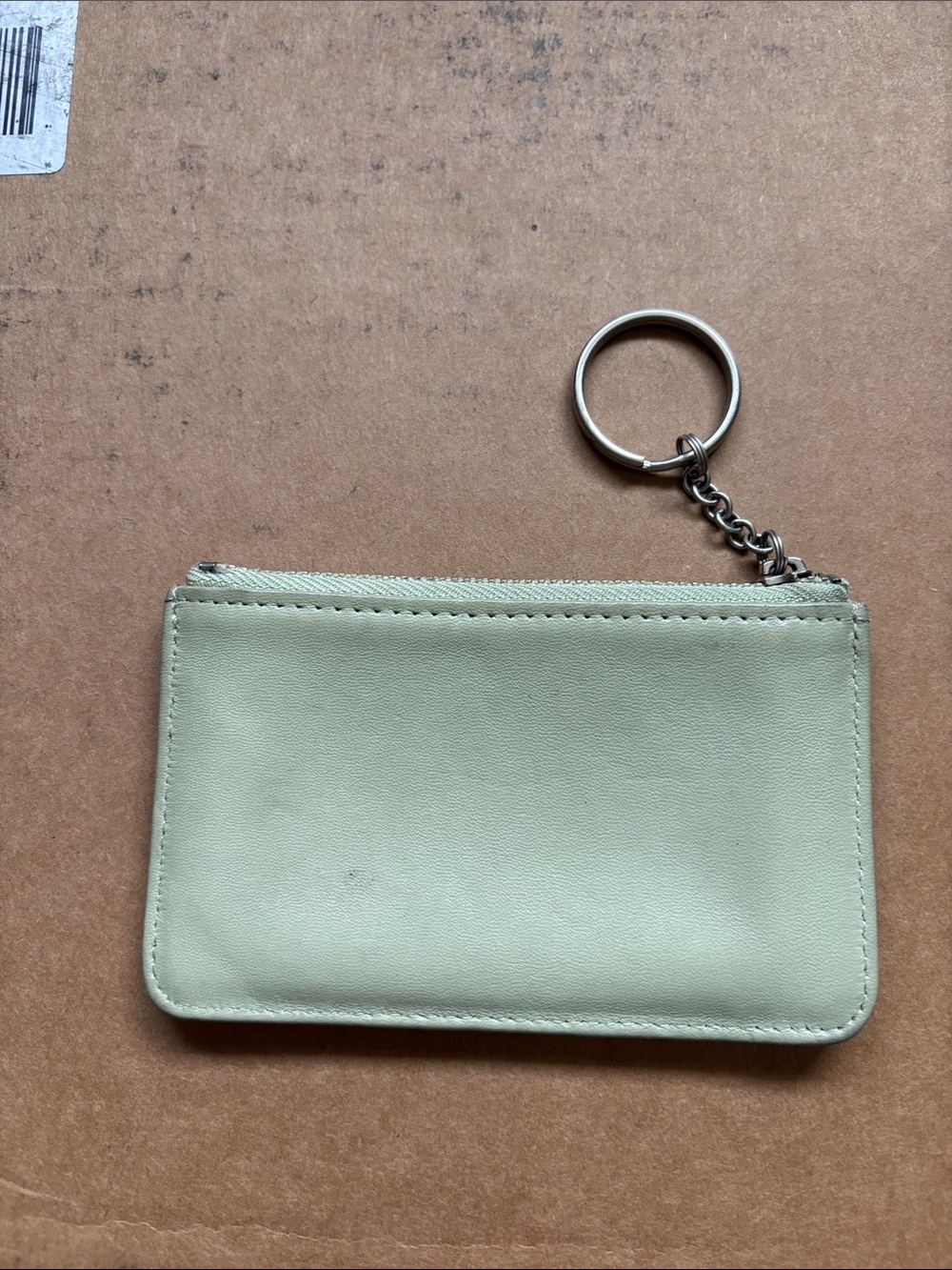 Coach “mini skinny” coin/card zip wallet rare pistachio leather keychain - Picture 4 of 5